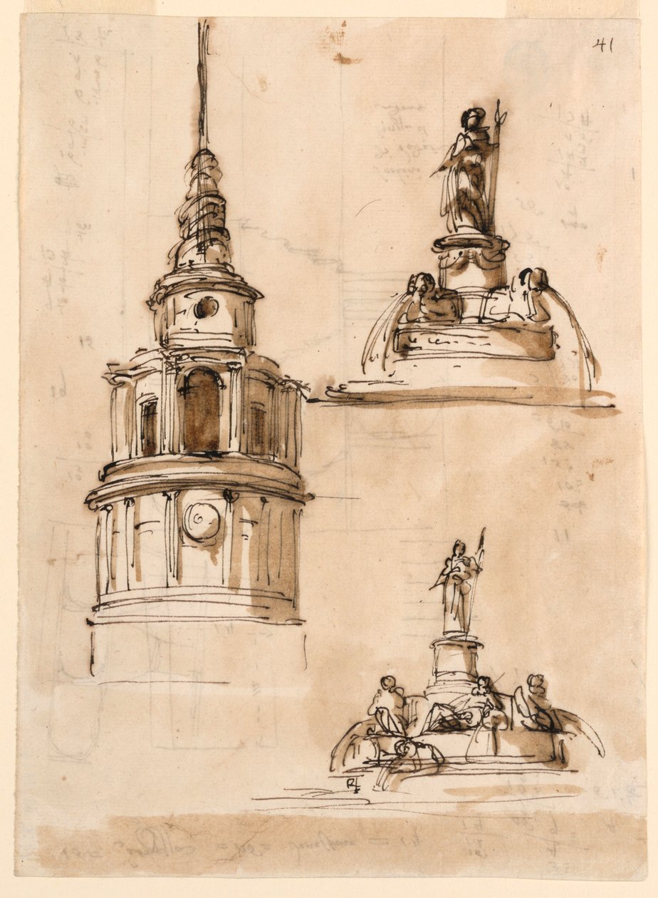 Erhebung eines Turms; Brunnen; Treppe von Giuseppe Barberi