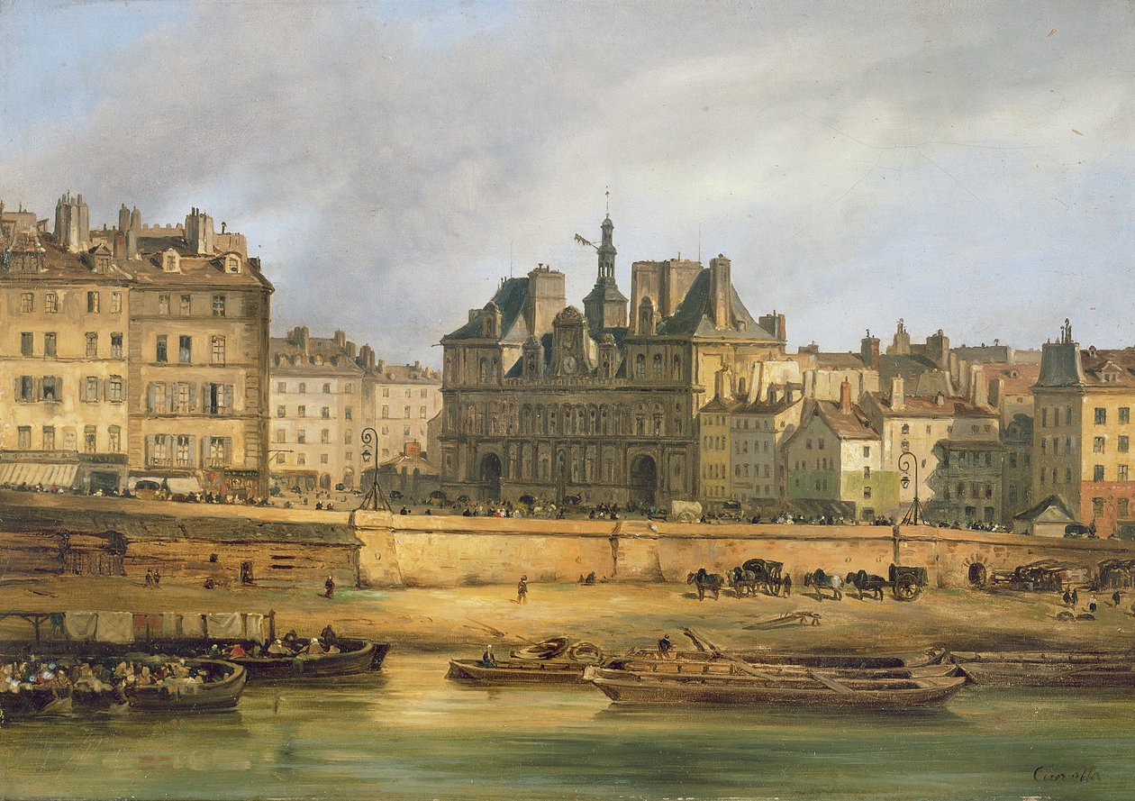 Hotel de Ville und Ufer, Paris, 1828 von Giuseppe Canella