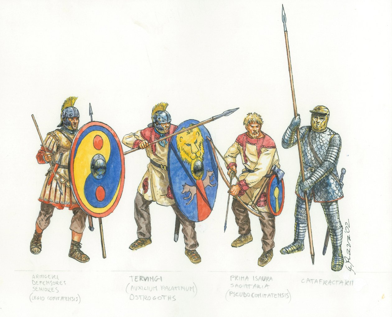 Römische Armee: Legionär, Hilfstruppenbogenschütze und Kataphrakt von Giuseppe Rava