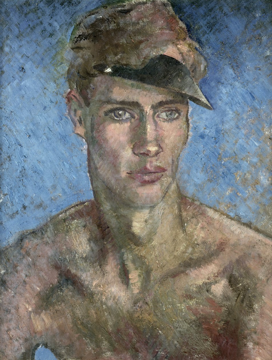 Junger Mann mit Sonnenblende von Glyn Warren Philpot