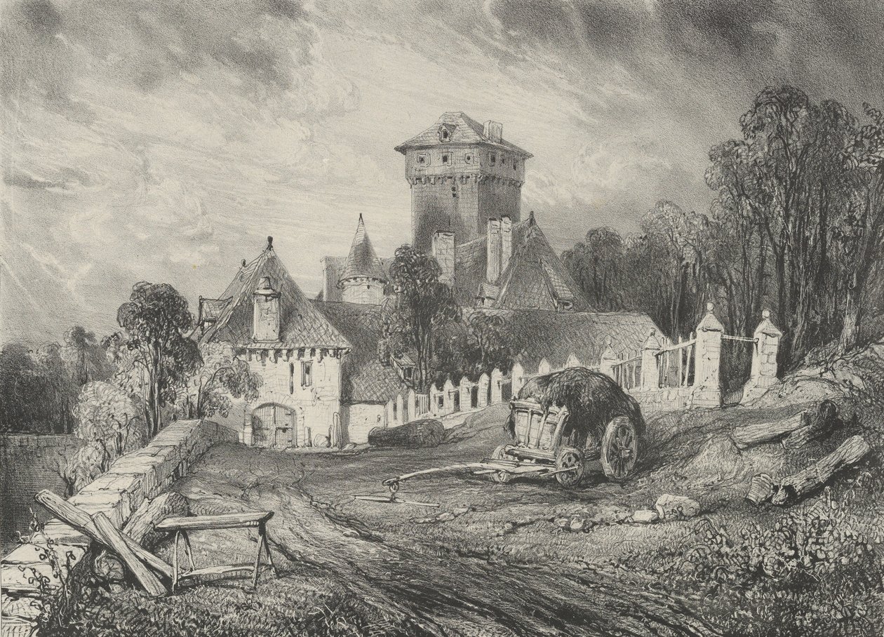 Château de Pesteil in Polminhac, 1832 von Godefroy Engelmann