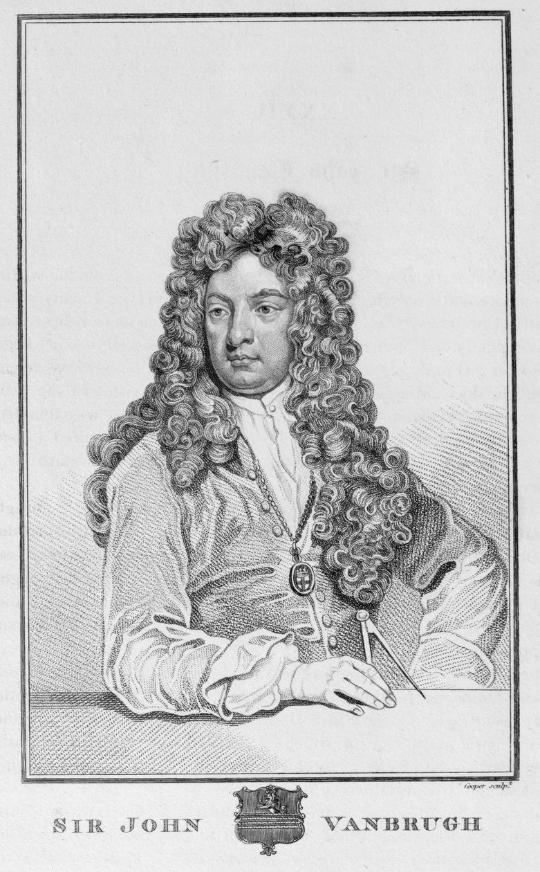 Sir John Vanbrugh (1664-1726), graviert von Richard Cooper von Godfrey Kneller