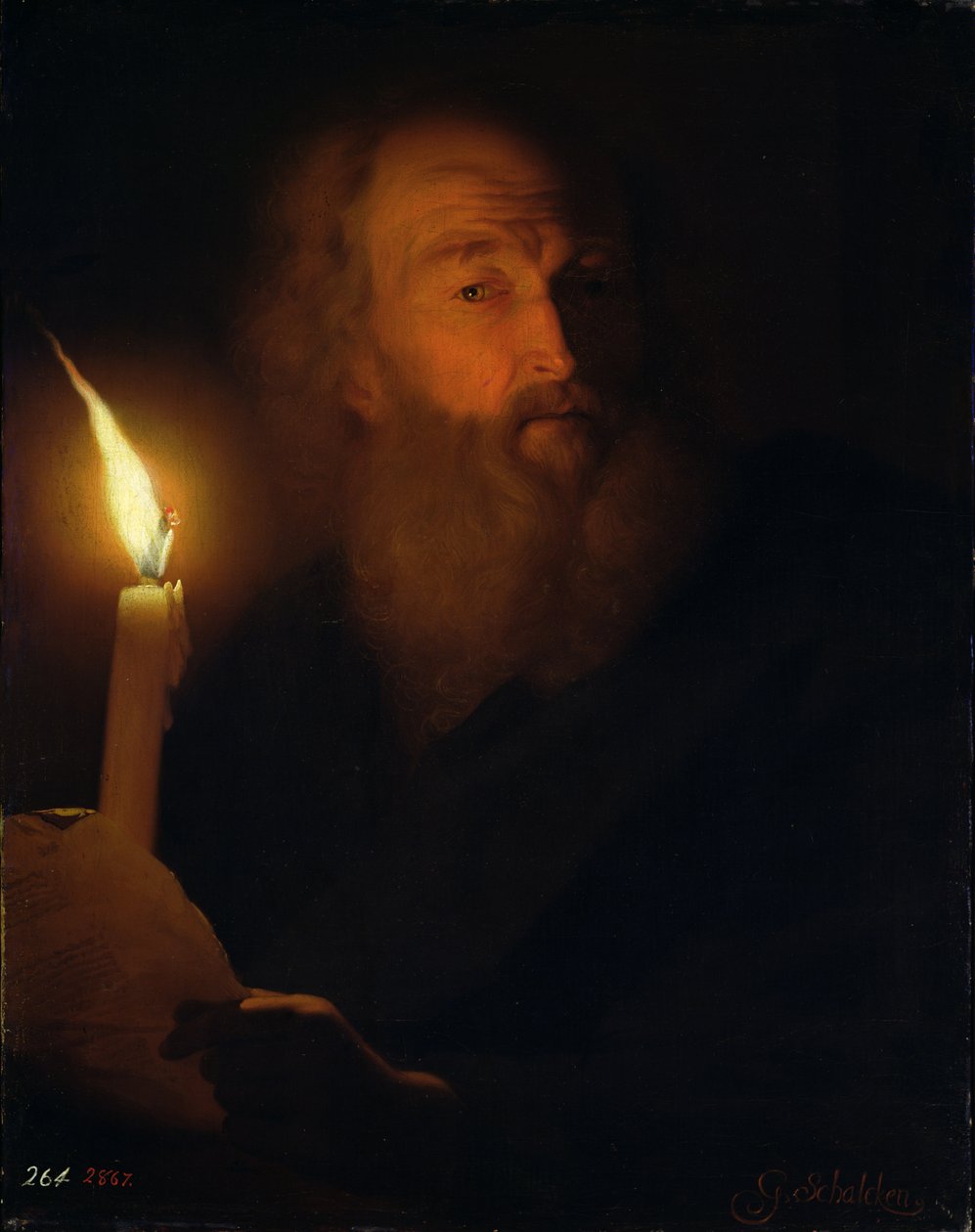 Mann mit einer Kerze (Künstlicher Lichteffekt) von Godfried Schalcken