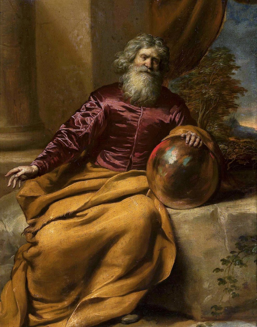 Alter Mann mit einer Kugel (Archimedes?) von Gonzales Coques