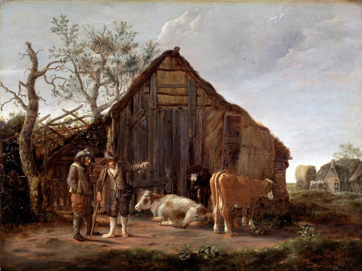 Zwei Bauern mit Kühen von Govaert Camphuysen