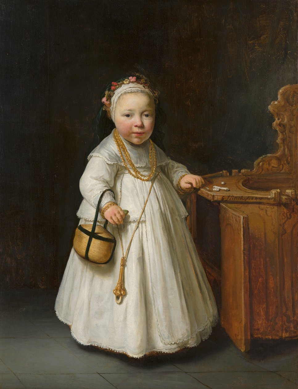 Mädchen bei einem Hochstuhl von Govert Flinck