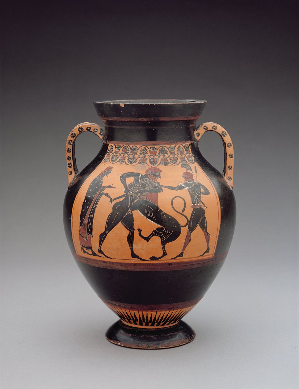 Amphora mit Darstellung von Herkules im Kampf mit dem Nemeischen Löwen, ca. 540 v. Chr. von Greek