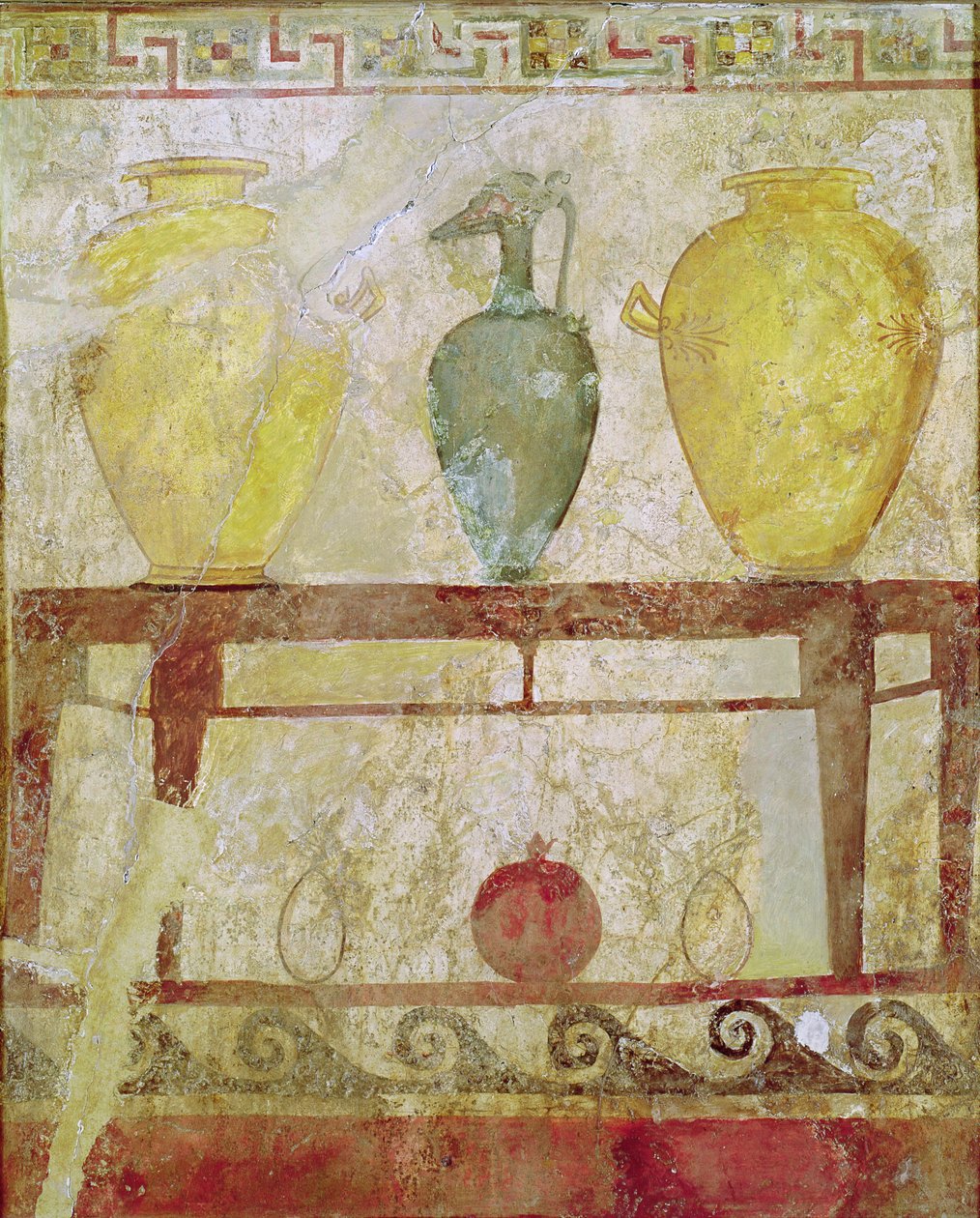 Grabplatte mit einem Angebot von Vasen, Grabmalerei aus Paestum von Greek
