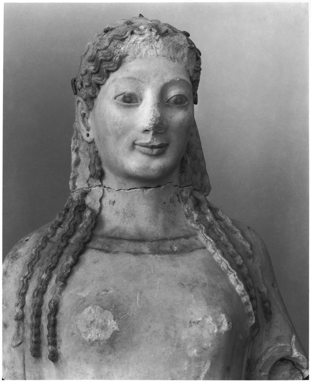 Kore bekannt als Kore mit Peplos, Büste (Detail) ca. 540 v. Chr. von Greek
