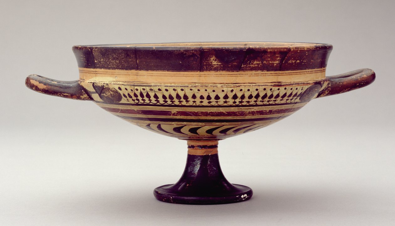 Lakonsiche Kylix-Schale mit Darstellung von Zeus und Hermes, ca. 550-530 v. Chr. von Greek