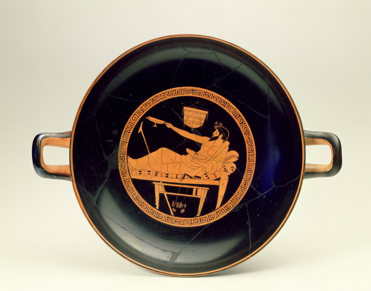 Rotfigurige Kylix, Darstellung von Athleten und Symposiast, ca. 480 v. Chr. von Greek