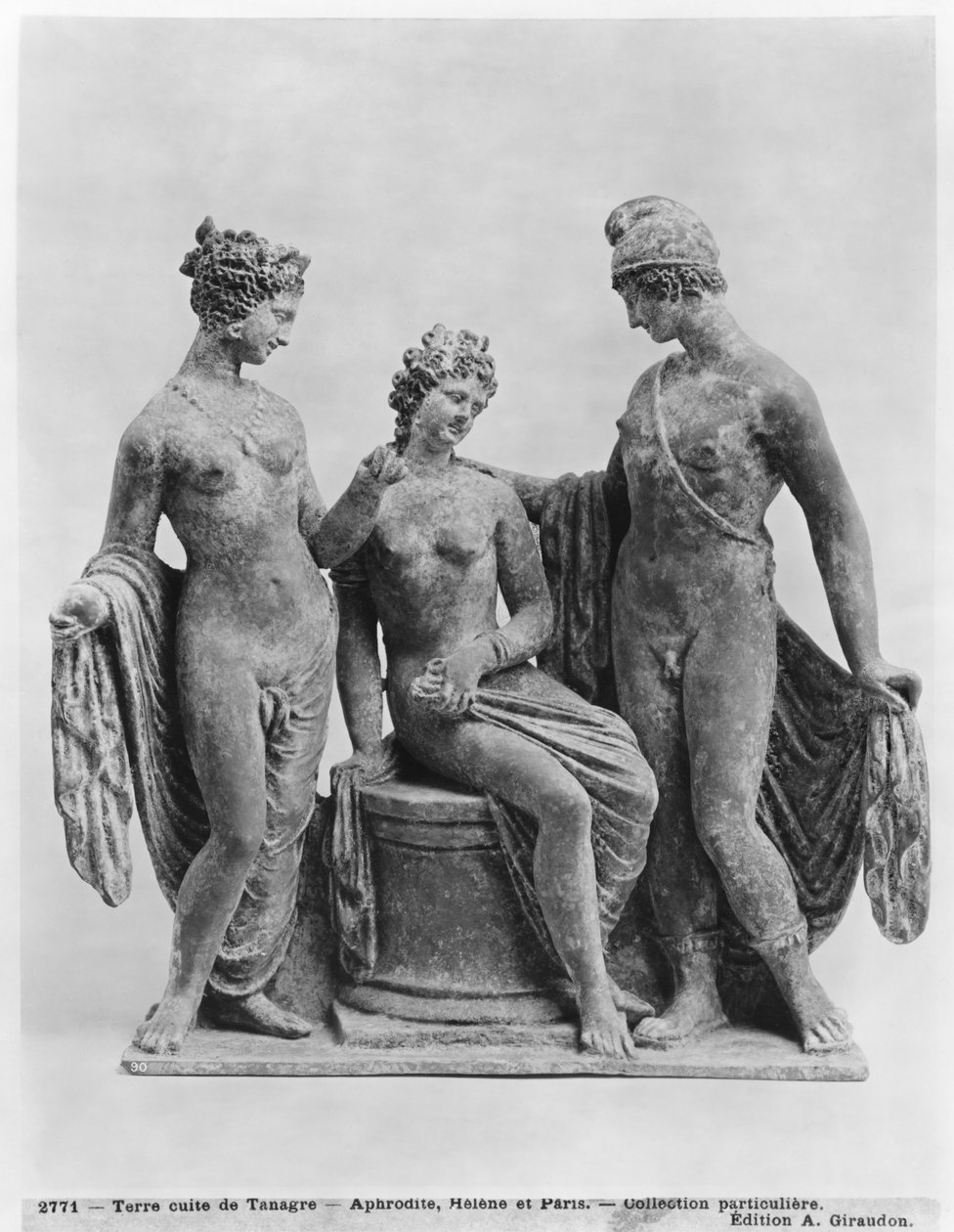 Aphrodite, Helena und Paris, aus Tanagra (Terrakotta) von Greek School