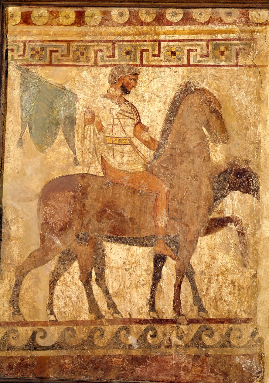 Soldat auf einem Pferd, Grabmalerei von Greek