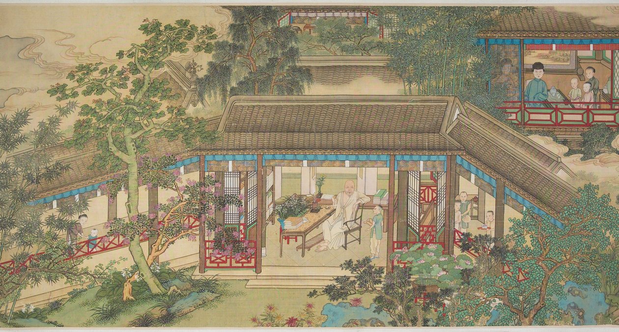 Porträt von Wang Shih-min (Tinte und Farben auf Seide) von Gu Jianlong