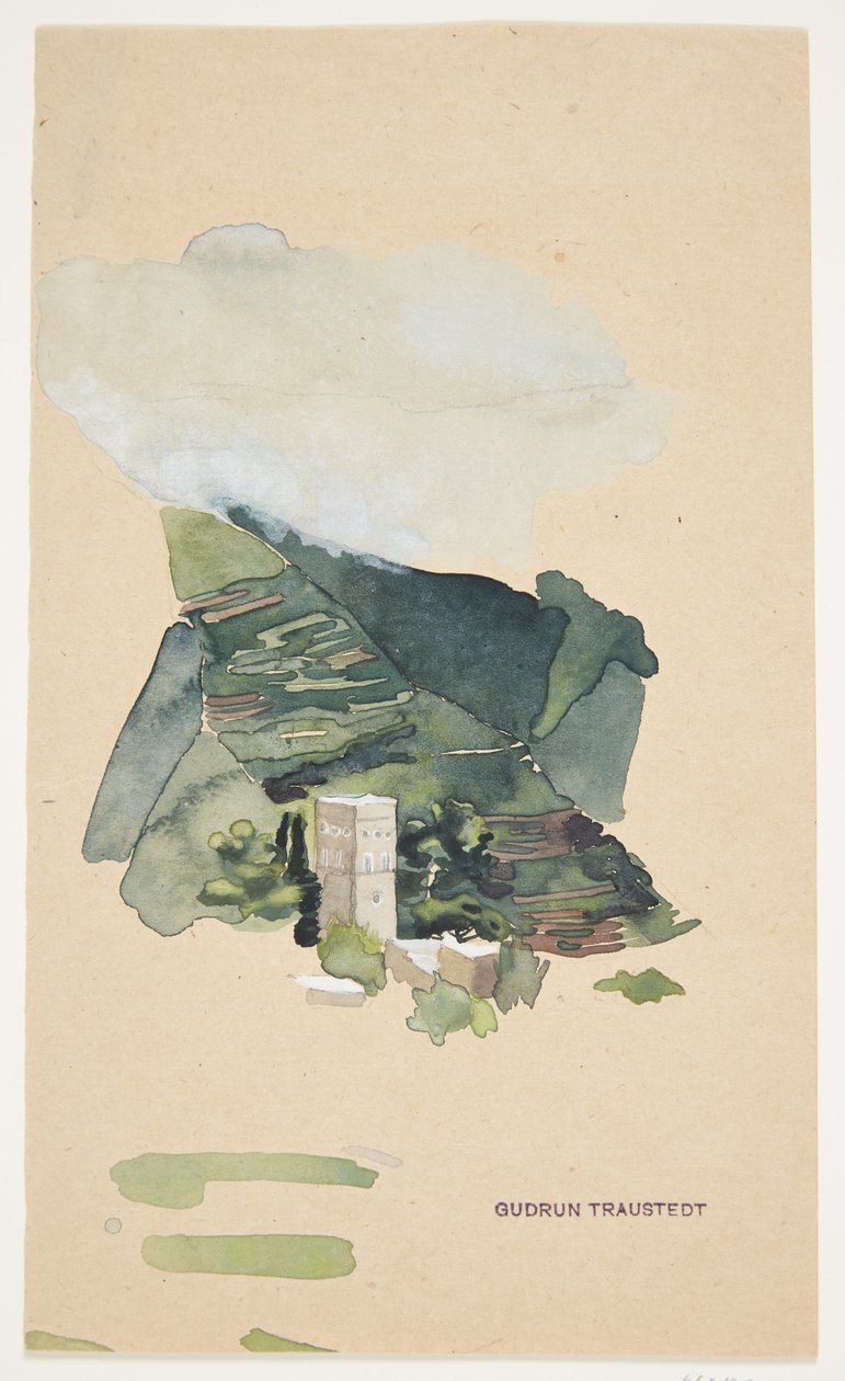 Italienische Landschaft mit Turm von Gudrun Traustedt