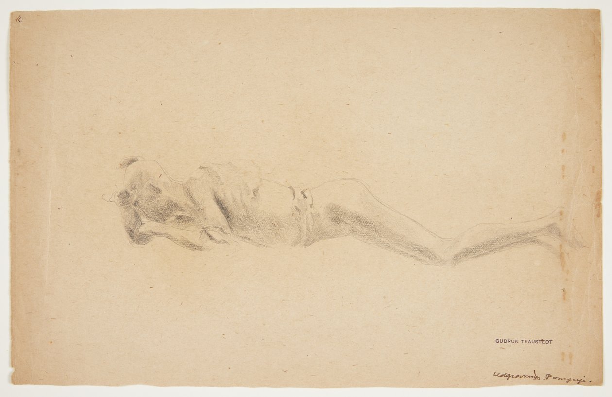 Studie einer Gipsabguss aus Pompeji. Liegender Mann von Gudrun Traustedt