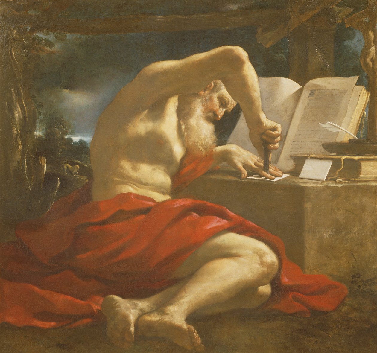 Der heilige Hieronymus versiegelt einen Brief von Giovanni Francesco Barbieri
