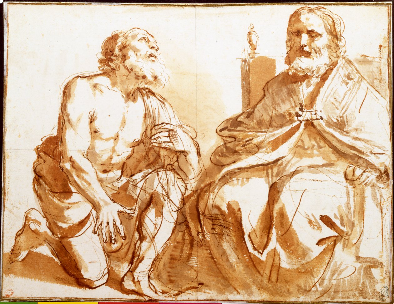 Sitzender Bischof und kniender Heiliger von Guercino