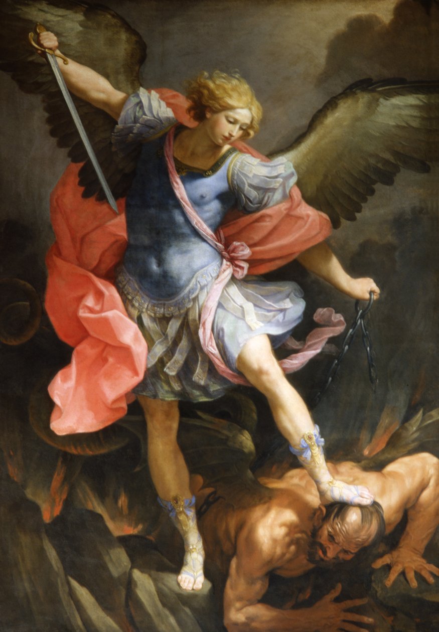 Erzengel Michael besiegt Satan, ca. 1636 von Guido Reni