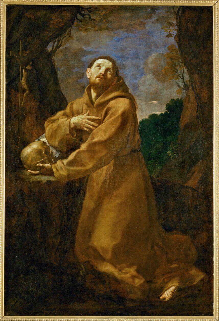 Heiliger Franziskus von Assisi in Meditation von Guido (follower of) Reni