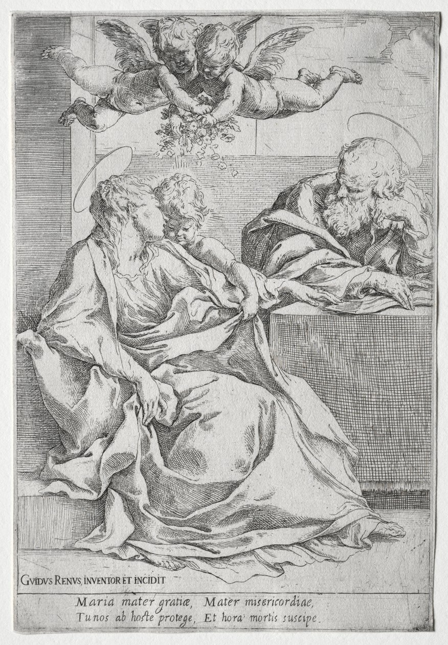 Die Heilige Familie mit zwei Engeln von Guido Reni
