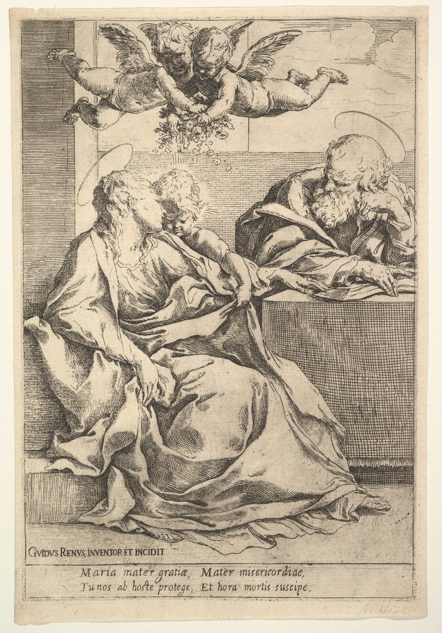 Die Heilige Familie mit zwei Engeln von Guido Reni