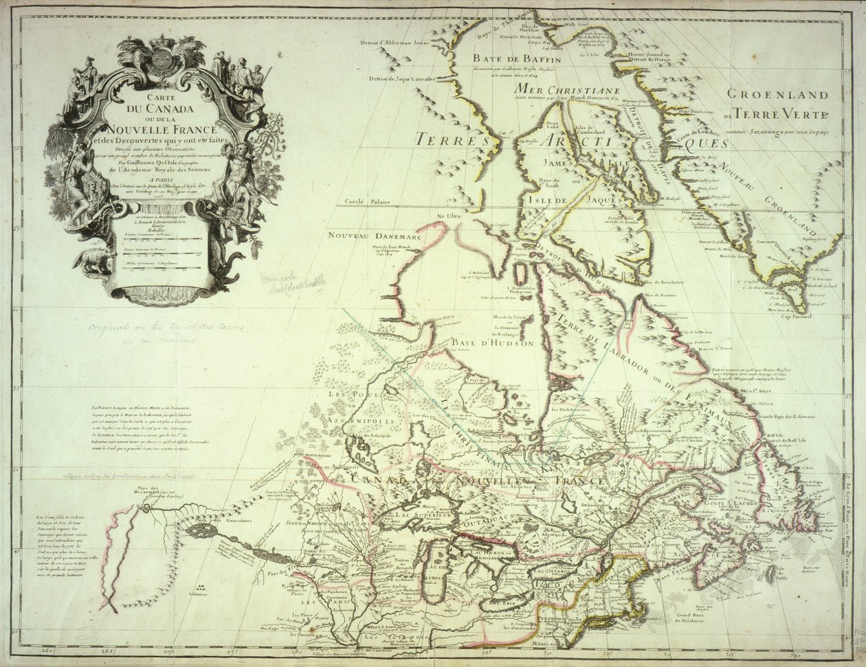 Karte von Kanada, veröffentlicht in Paris, 1703 von Guillaume Delisle