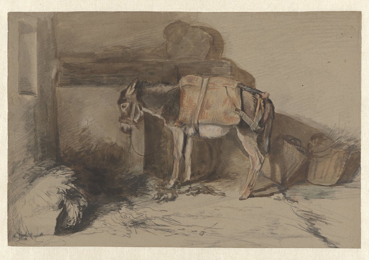 Kleiner Esel im Stall von Guillaume Anne van der Brugghen