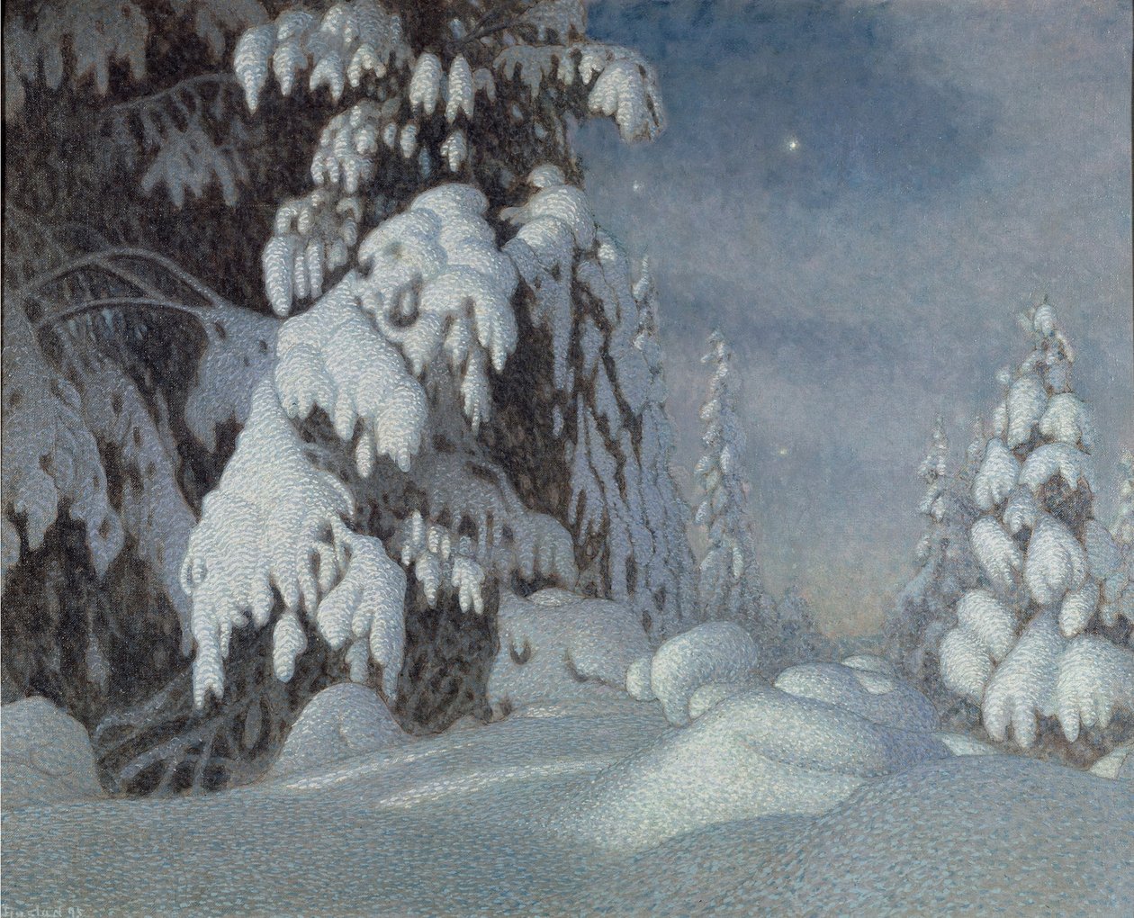 Wintermondlicht, 1895 von Gustaf Fjaestad