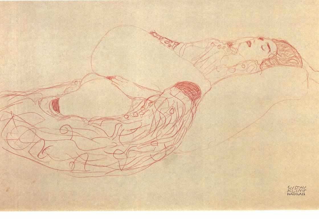 Liegende Halbnackte von Gustav Klimt