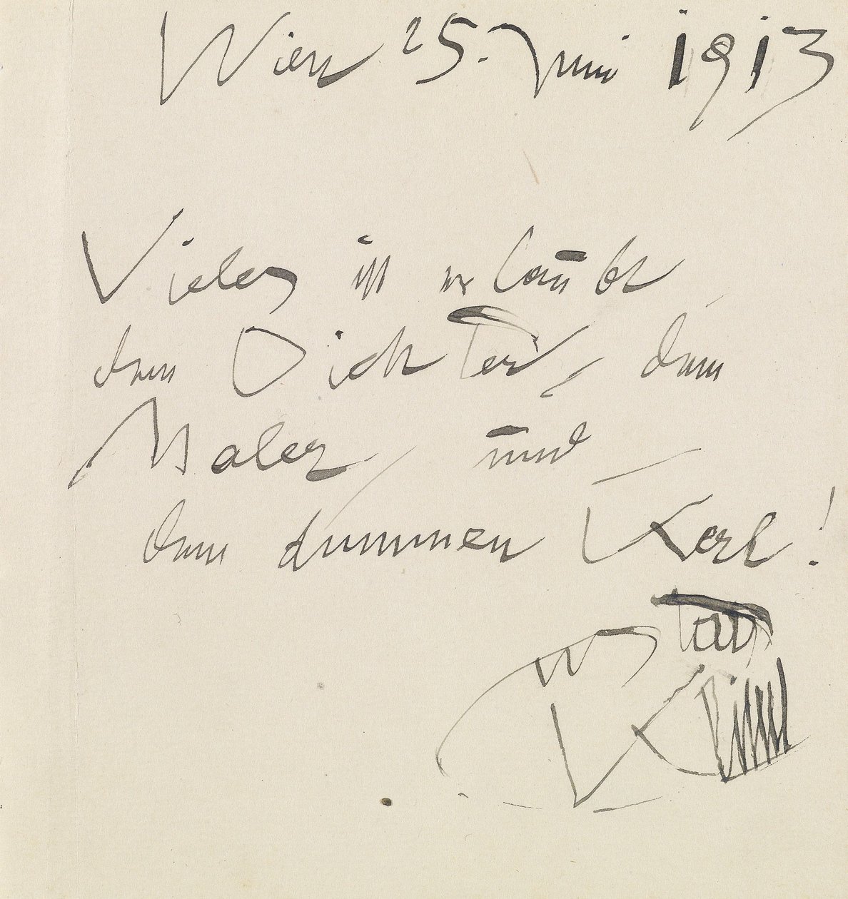 Albumblatt mit eigenhändigem Aphorismus und Unterschrift von Gustav Klimt