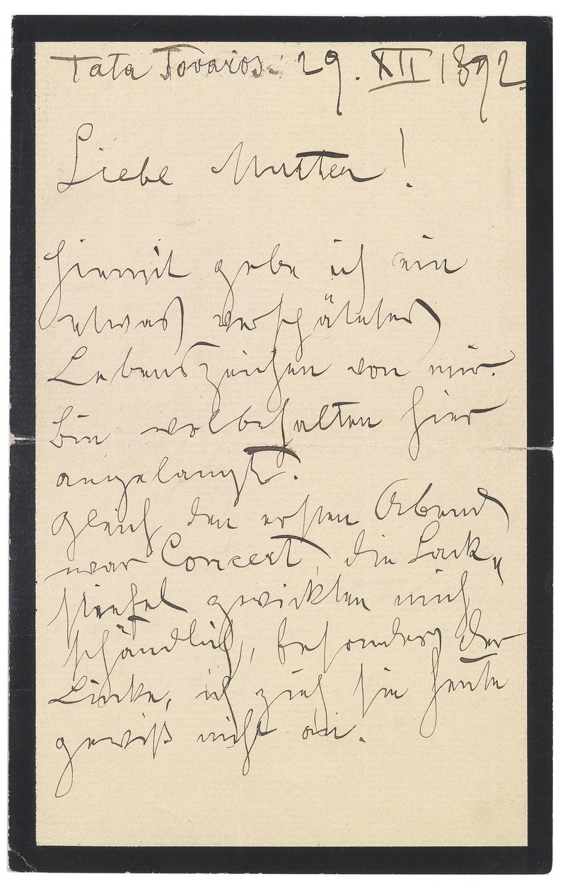 Brief von Gustav Klimt an seine Mutter von Gustav Klimt