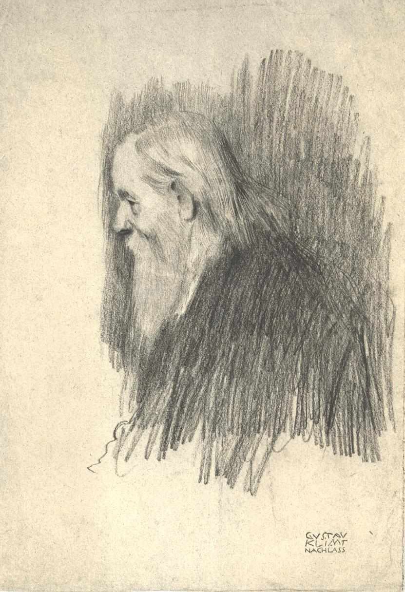 Brustbild eines Greises im Profil nach rechts von Gustav Klimt