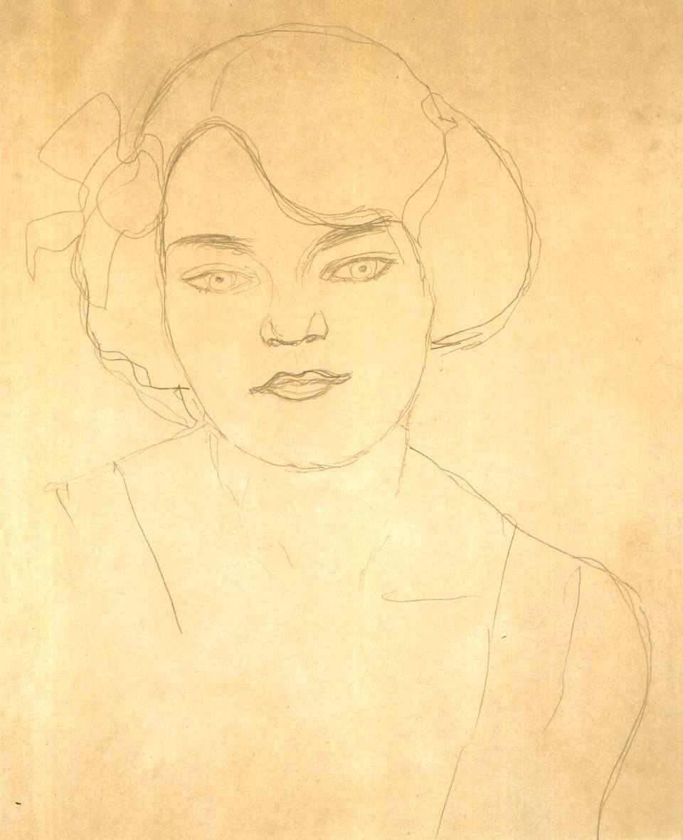 Brustbild eines Mädchens nach vorn von Gustav Klimt