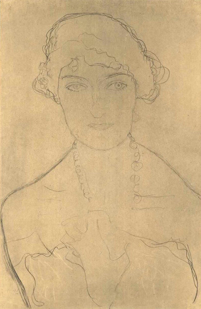 Brustbild von vorne mit Halskette von Gustav Klimt