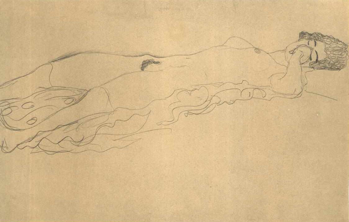 Liegender Akt nach rechts von Gustav Klimt