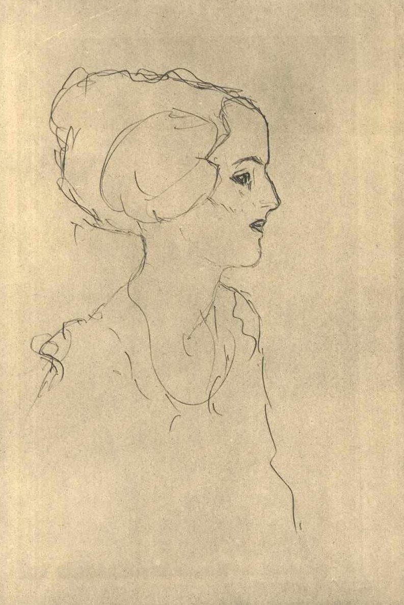 Mädchen im Profil nach rechts von Gustav Klimt