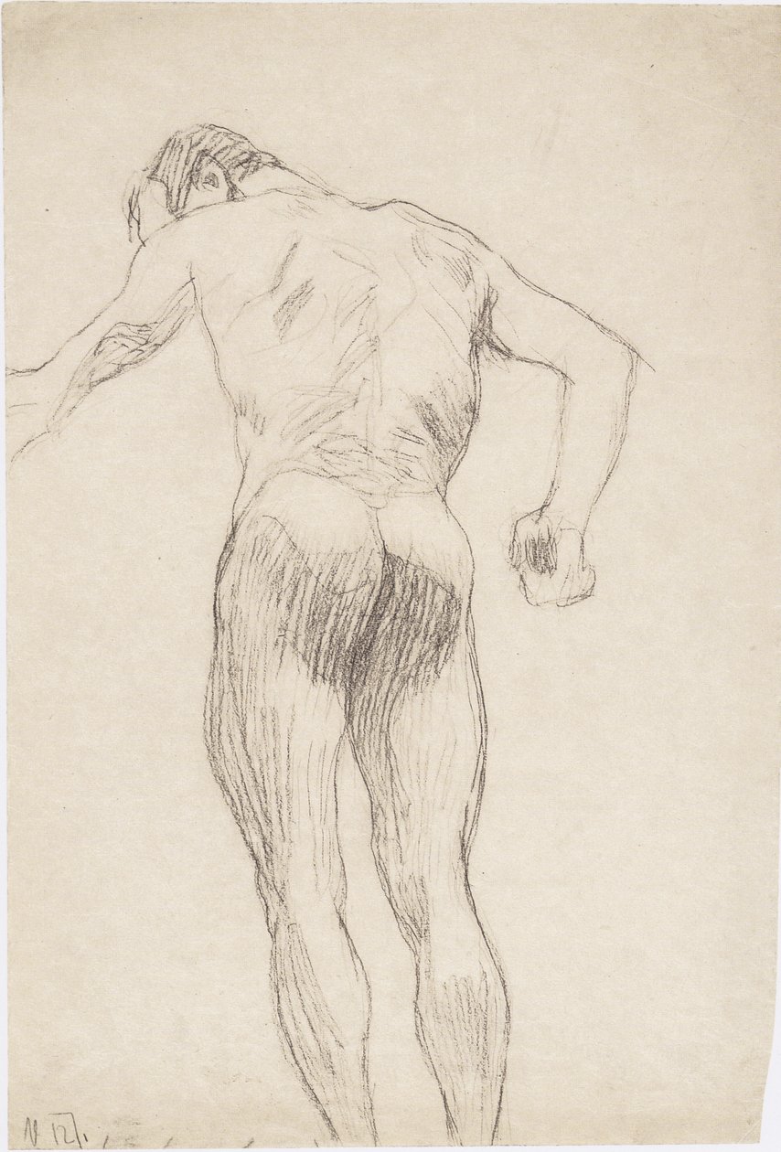 Männerrückenakt nach links von Gustav Klimt