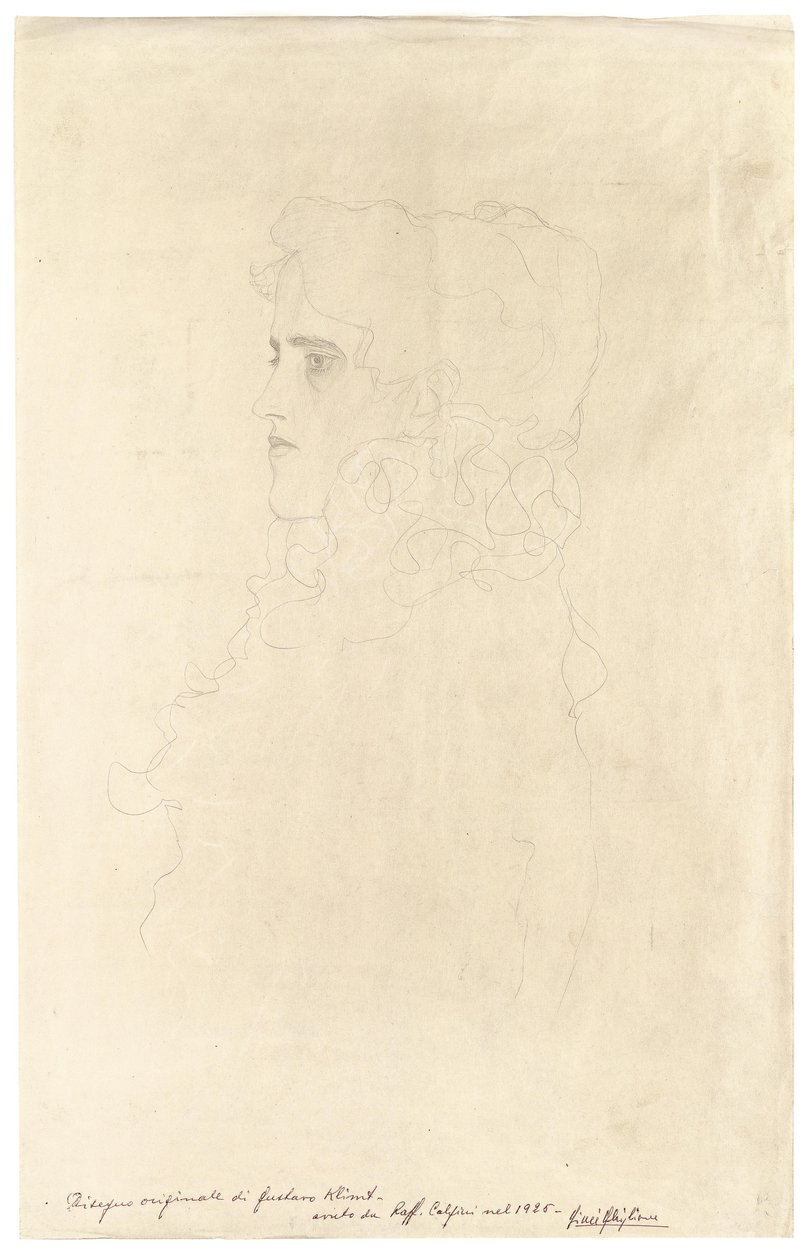 Bildnis einer Frau im Profil mit Rüschenkragen von Gustav Klimt