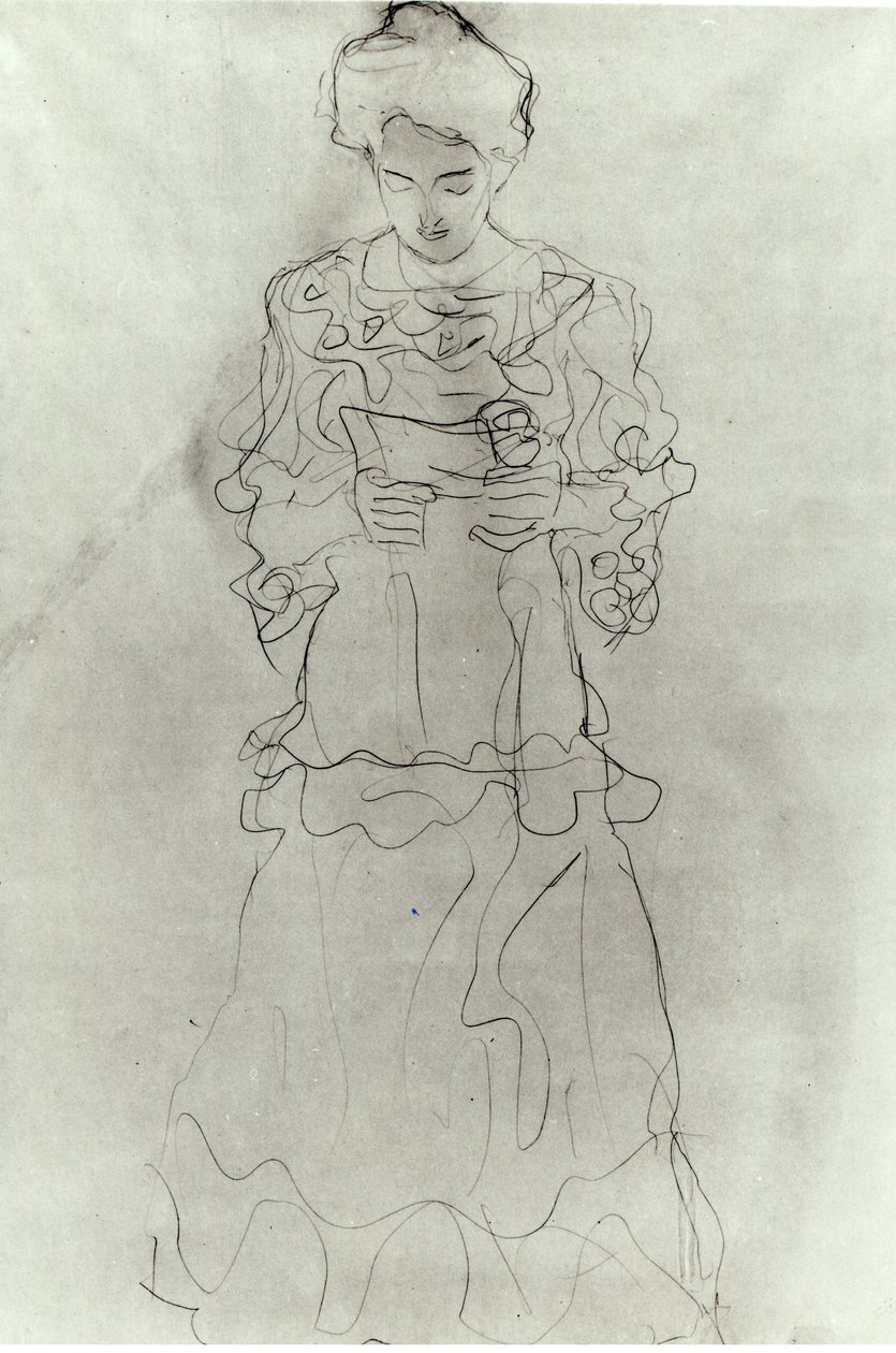 Mädchen liest I von Gustav Klimt