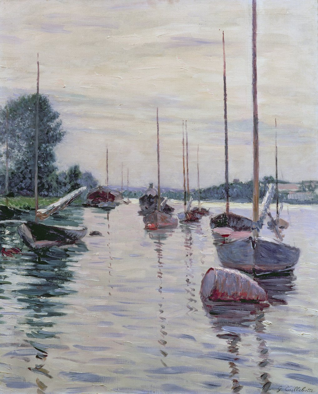 Boote, die an der Seine ankern von Gustave Caillebotte