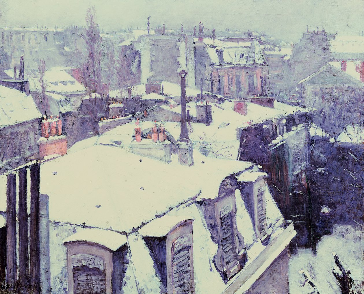 Ansicht der Dächer (Schneeeffekt) oder Dächer unter Schnee, 1878 von Gustave Caillebotte