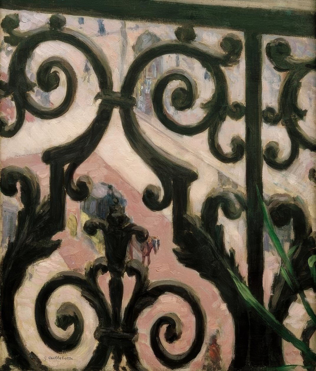 Blick durch einen Balkon von Gustave Caillebotte