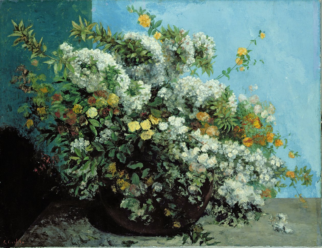 Blühende Zweige und Blumen, 1855 von Gustave Courbet