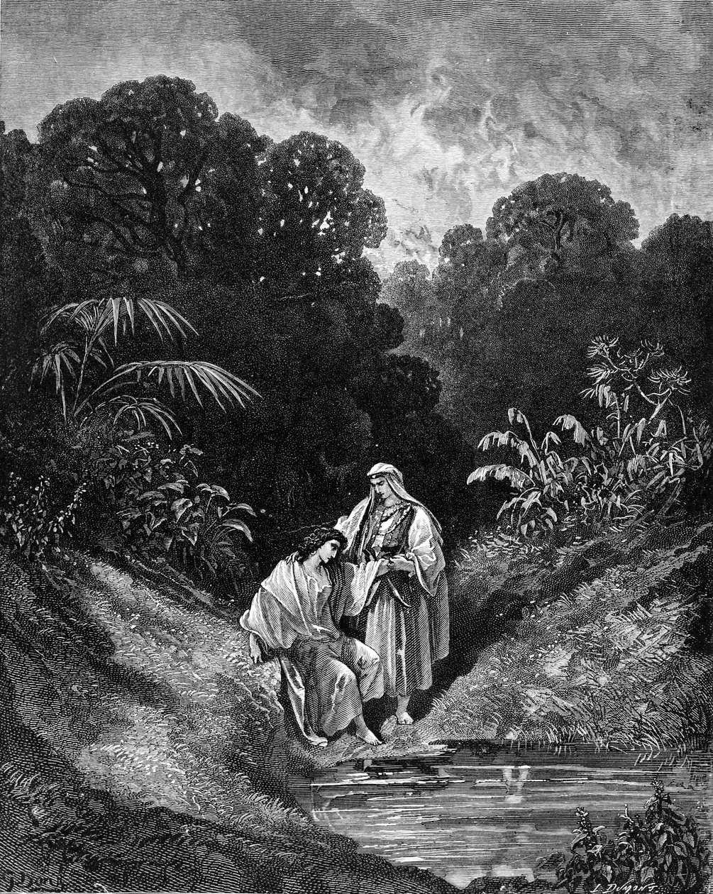 David und Jonathan, Gravur von Gustave Doré. - Bibel von Gustave Dore