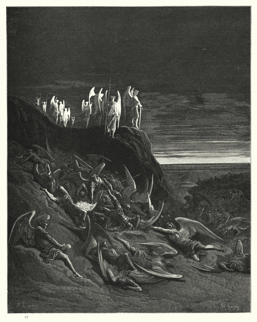 Illustration von Gustave Doré für Miltons Paradise Lost, Buch VI, Zeilen 410-412 von Gustave Dore