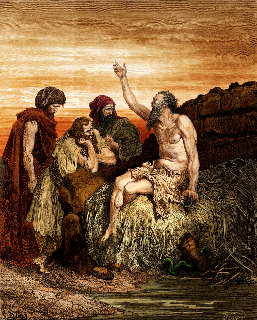 Hiob und seine Freunde, Gravur von Doré - Bibel von Gustave Dore