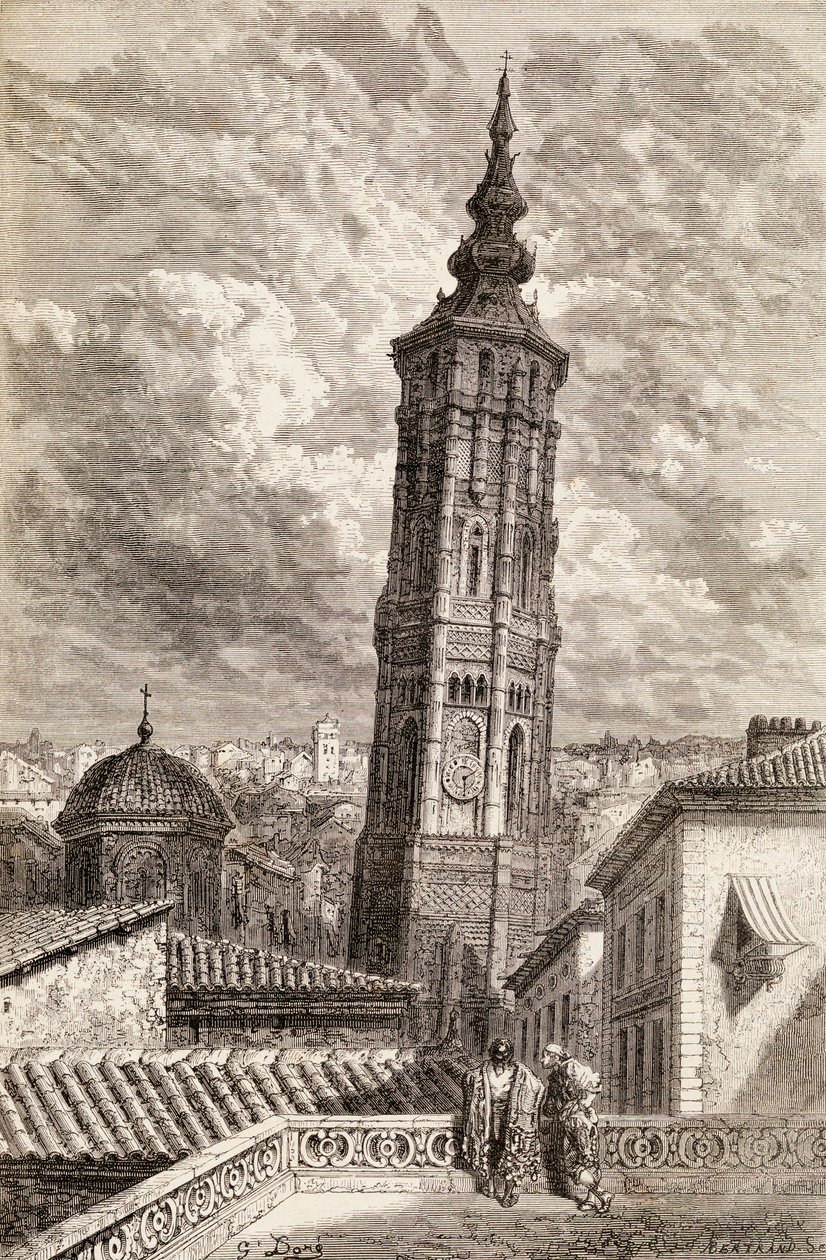 La Torre Nueva, Zaragoza im 19. Jahrhundert, 1878 von Gustave Dore