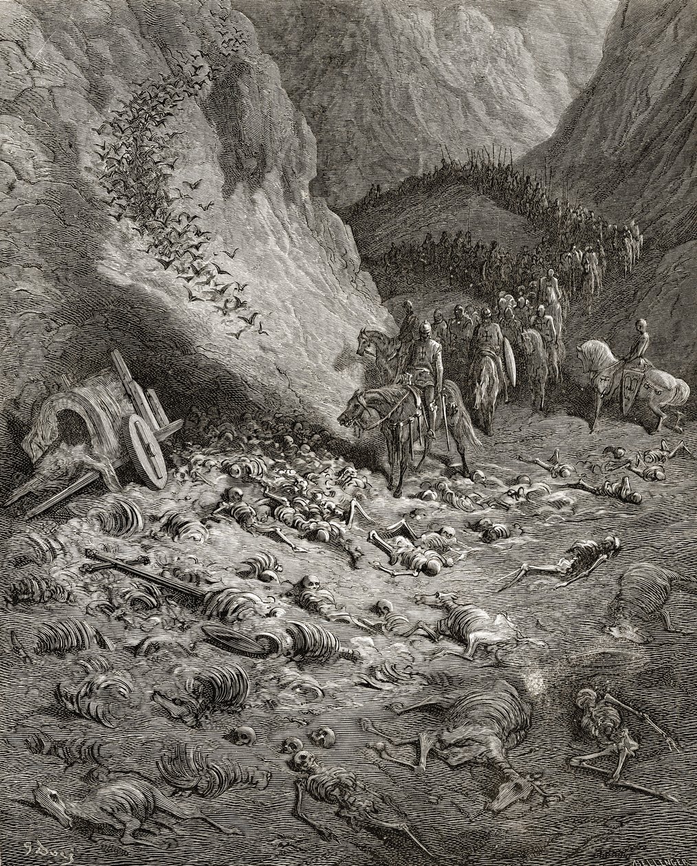 Die Armee des Zweiten Kreuzzugs findet die Überreste der Soldaten des Ersten Kreuzzugs, Illustration aus 