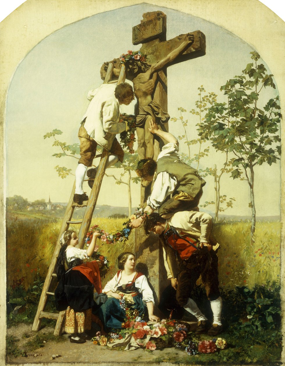 Das Heiligtum schmücken, 1854 von Gustave Brion